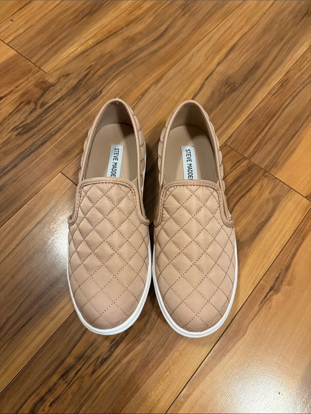 Steve Madden Quilted Slip-On Sneakers in Beige